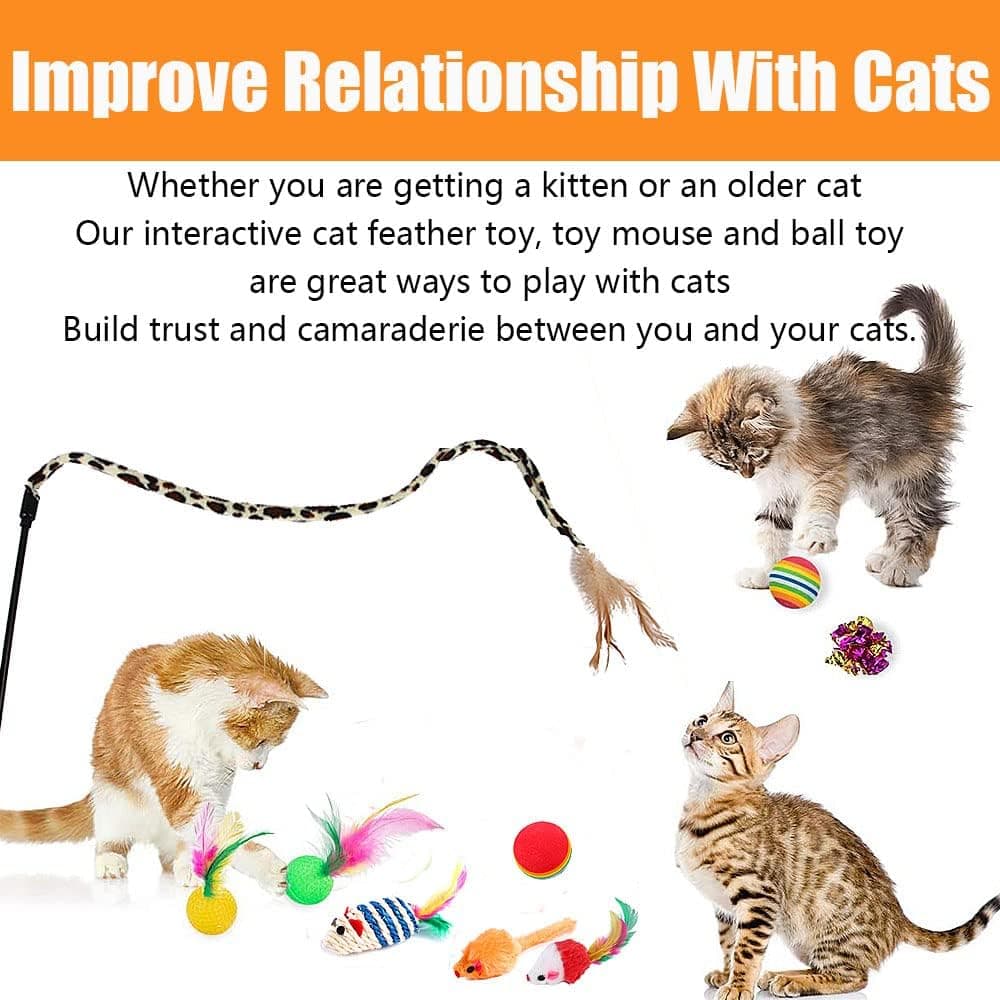 21 Pcs Cat Toys for Indoor Cats Collapsible Cat Tunnel Interactive Feather Teaser Wand Ball Toy for Kitten Cats Black - Image 5