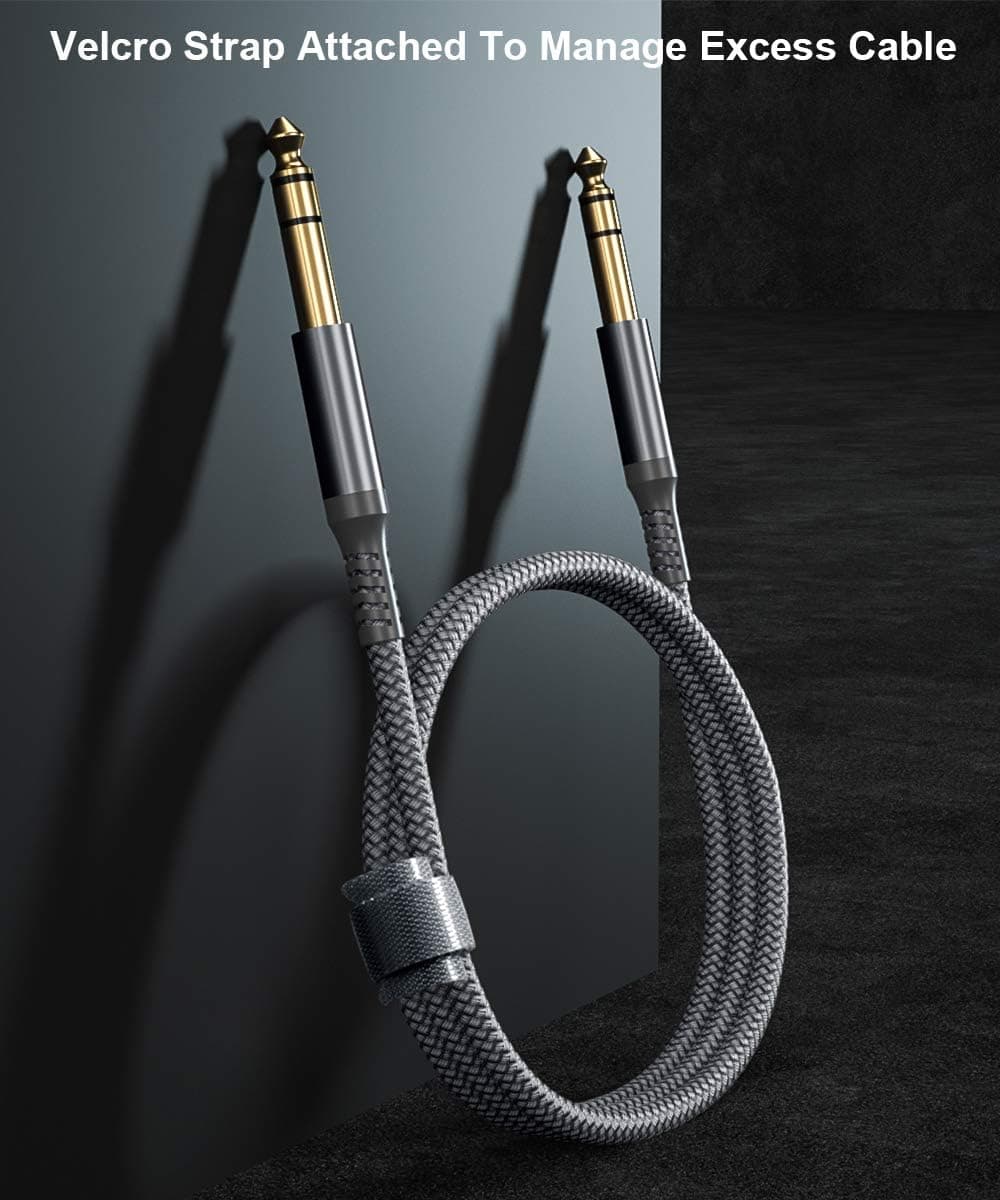 Elebase 1/4 Inch TRS Instrument Guitar Cable 10ft 2Pack,Straight 6.35mm Guitar Bass AMP Cord,Quarter Inch 6.3mm Male Jack Stereo Audio Balanced Line for Electric Guitar,Bass,Keyboard,Amplifier,Speaker 10 ft Grey - Image 7