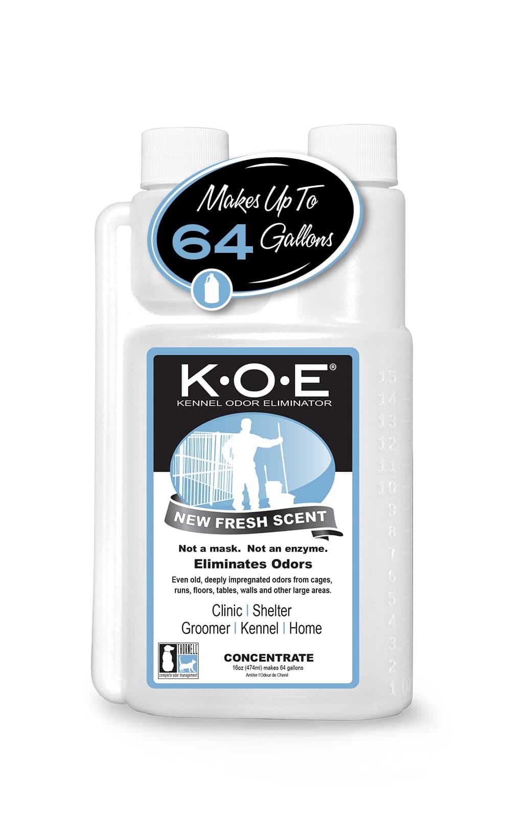 Odorcide K.O.E Kennel Odor Eliminator Concentrate – For Cages, Runs & More – For Home & Kennel w/Safe, Non-Enzymatic Formula (Fresh Scent, 16 oz) Fresh Scent 1 Count (Pack of 1)