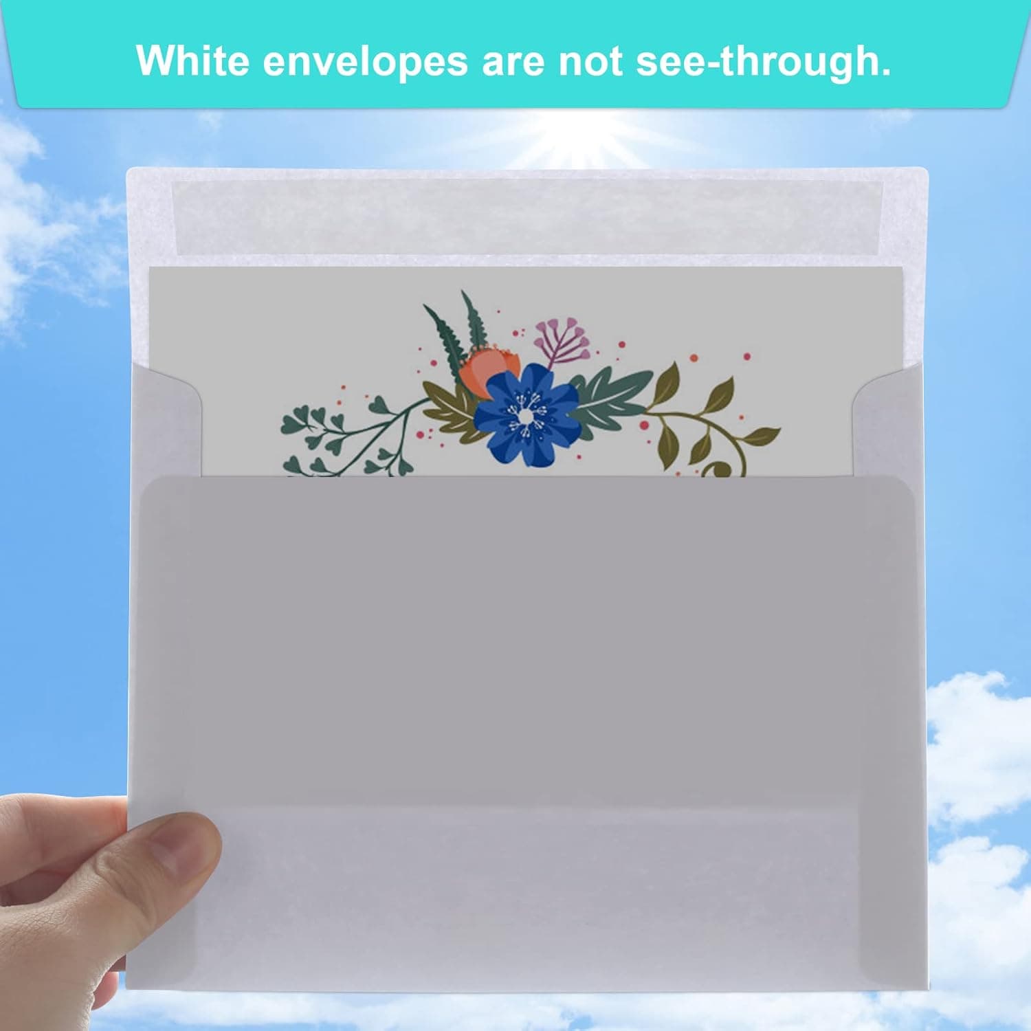 50 Packs 5x7 Envelopes, White A7 5x7 Envelopes for Invitations, Printable, Self Seal for Weddings, Photos, Postcards, Greeting Cards, Mailing White A7 (5.25x7.25in) - Image 4
