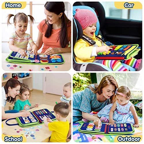 Winblo Toddler Busy Board - Montessori Toys for Toddler Boy Birthday Gift, Educational Learning Sensory Busy Book for Toddler Boys, Toddlers Activities Toy for Airplane Car Travel - Image 5