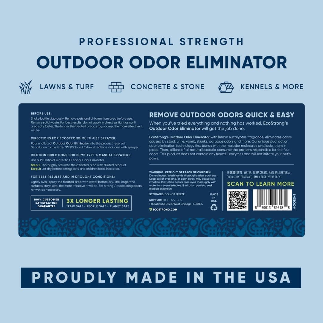 Eco Strong Outdoor Odor Eliminator | Outside Dog Urine Enzyme Cleaner – Powerful Pet, Cat, Animal Scent Deodorizer | Professional Strength for Yard, Turf, Kennels, Patios, Decks (Gallon with Sprayer) 128 oz w Multi-use Sprayer - Image 10