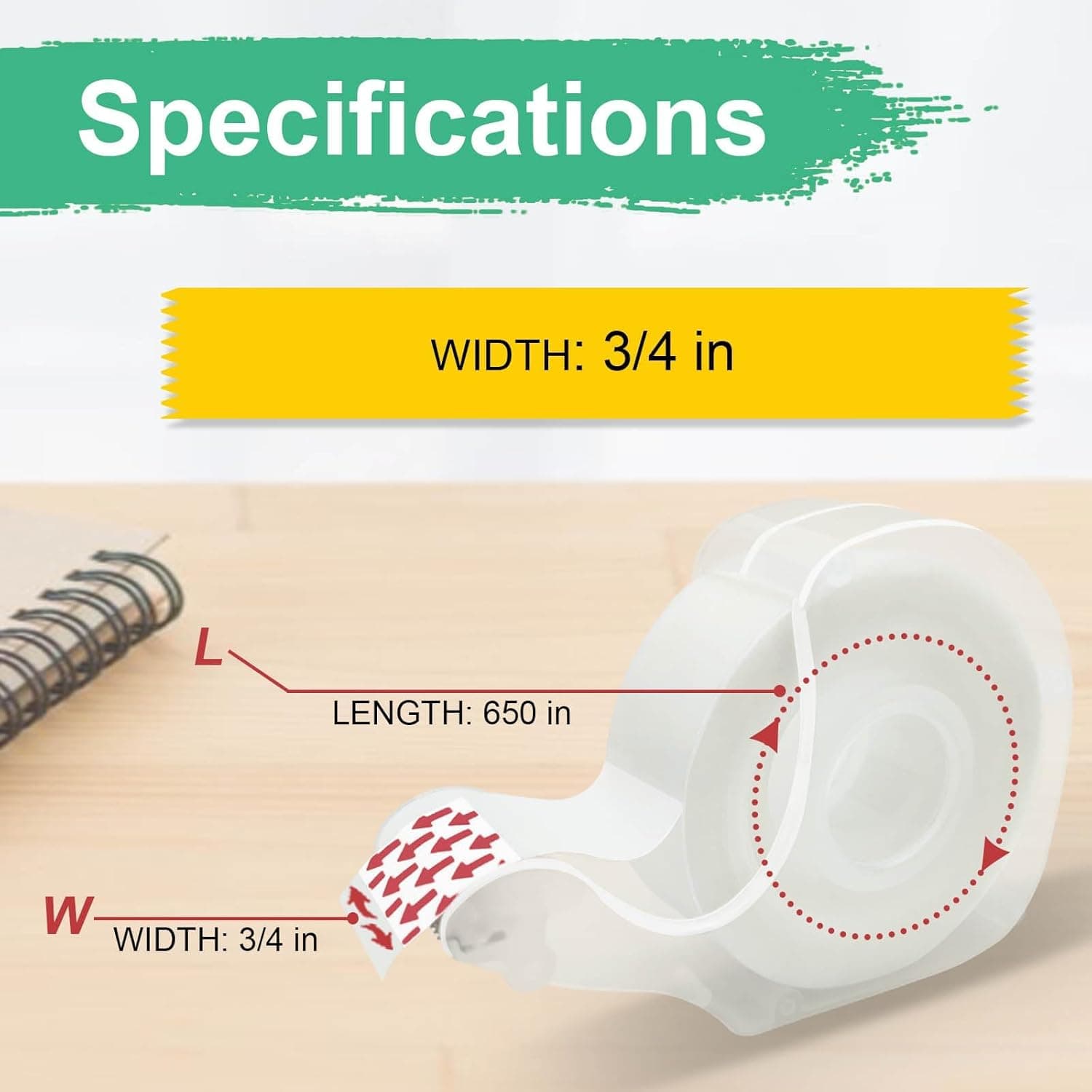 Tape, Invisible Tape for Gift Wrapping, 6 Rolls+6 Refillable Dispensers, Matte Finish, Writable, 3/4″x 650″, Clear Tapes for Christmas Wrapping Paper, Office&School Supplies 3/4″ (6 Pack) - Image 4