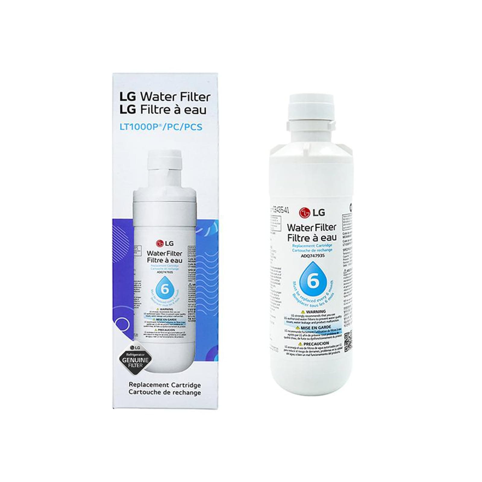 LG LT1000P - 6 Month / 200 Gallon Capacity Replacement Refrigerator Water Filter (NSF42, NSF53, and NSF401) ADQ74793501, ADQ75795105, AGF80300704, or AGF80300705 White 1 Pack