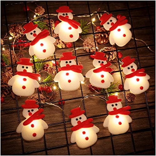 ZAUGONTW Christmas Snowman String Lights - 10 LEDs 5.4ft Waterproof Light Up String Lights, Short Plush Lights for Christmas Decorations (Battery Operated) - Image 2