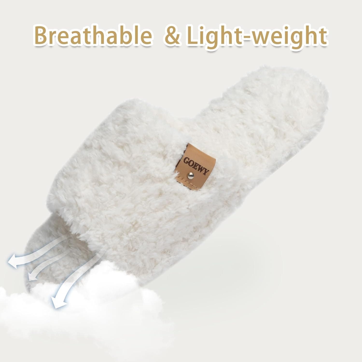 Fuzzy Open Toe Slippers for Women Indoor Cozy Memory Foam Slip On House Slides Shoes Gifts for Womens Her Mom White 7-8 - Image 6