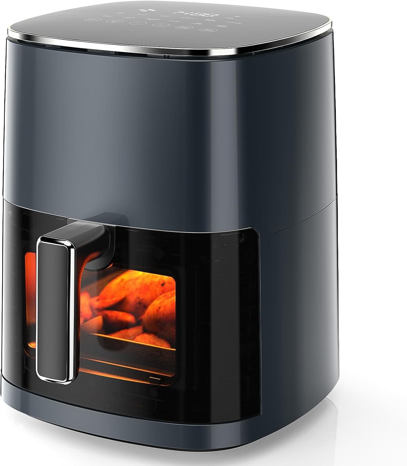 OLIXIS Air Fryer 6 Quart with Window Square Air Fryer 12-in-1 Air Fry, Roast, Reheat, Dehydrate, Bake, Steam, Fries, Custard, Chicken, Wings, Sea Food, Vegetabels,400F Grey Dark Grey - Image 2