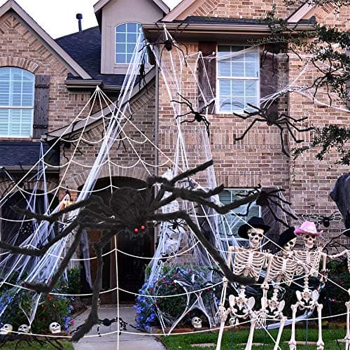 200" Halloween Spider Web + 59" Giant Spider Decorations Fake Spiders with Triangular Huge Spiders Web for Indoor Outdoor Halloween Decorations Yard Home Costumes Parties Haunted House Décor - Image 5