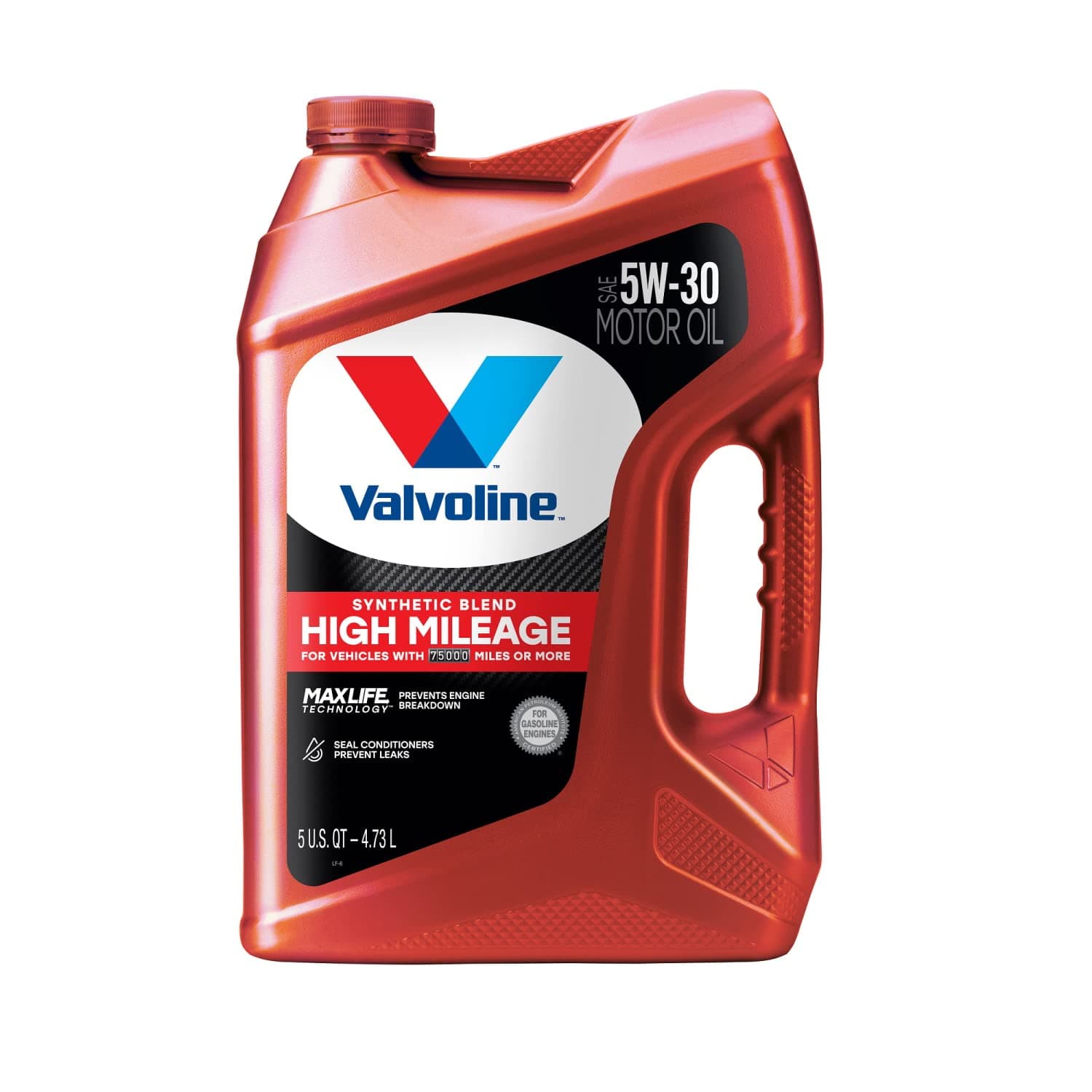 Valvoline High Mileage with MaxLife Technology SAE 5W-30 Synthetic Blend Motor Oil 5 QT High Mileage 5 qt (Pack of 1) 5W-30