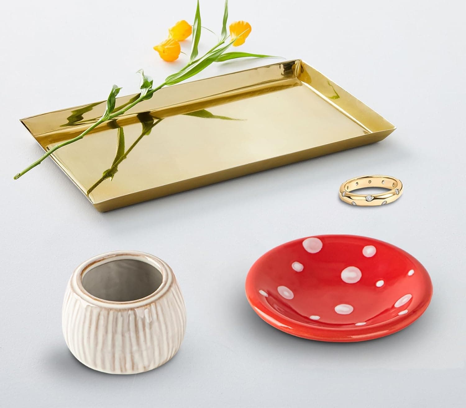 Mushroom Ring Holder Jewelry Tray Red Dish Ceramic Trinket Storage Jar Mini Engagement Ring Holder - Image 3