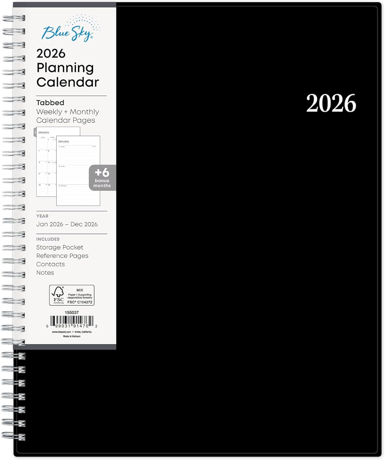 Blue Sky 2026 Weekly and Monthly Planner Calendar, Includes January 2026 - December 2026, 8.5" x 11", Flexible Cover, Wirebound, Laminated Tabs, Storage Pocket, Enterprise 8.5" x 11" Enterprise- 2026 - Image 2