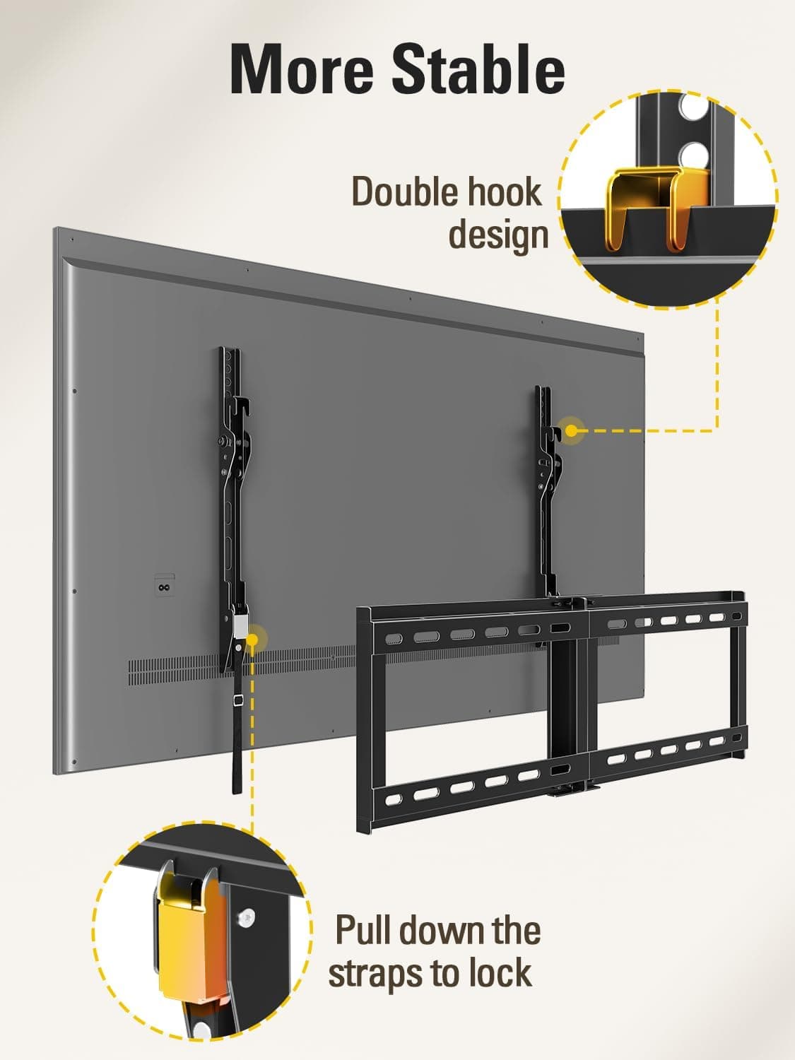 Mounting Dream TV Wall Mount for Most 37-75 Inch TVs, Universal Tilt TV Mount Fit 16", 18", 24" Stud with Loading Capacity 132lbs, Max Vesa 600 x 400mm, Low Profile Flat Wall Mount TV Bracket Black - Image 6