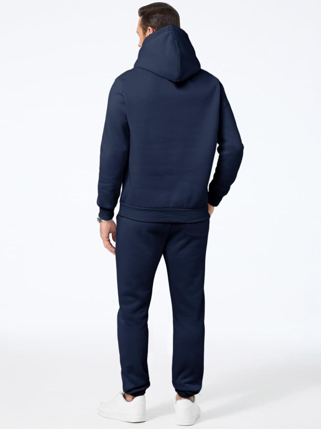 JMIERR Men's 2 Piece Outfits Hoodie Sweatshirt Tracksuit & Joggers Sweatpants Sweatsuit Set X-Large Navy Blue - Image 4