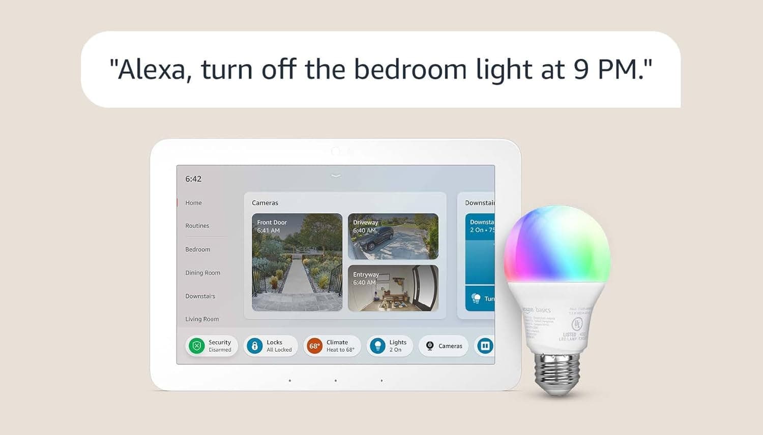 Echo Hub with Amazon Basics Smart Color Bulb - Image 2