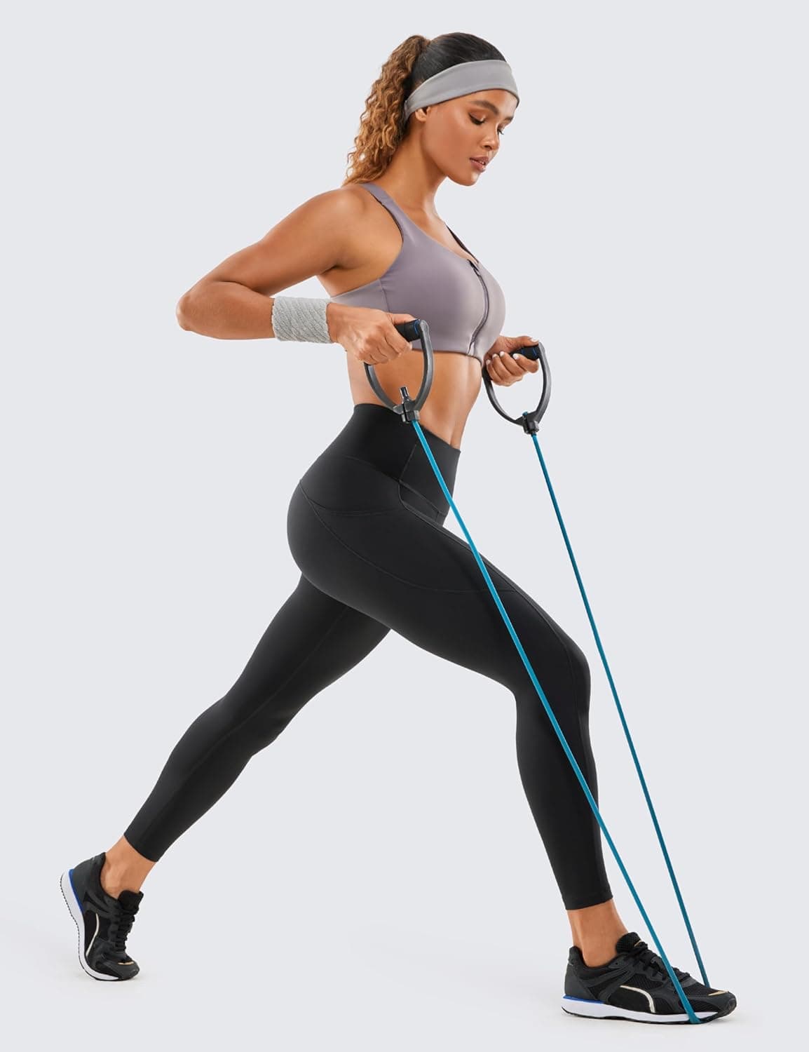 CRZ YOGA Women's Naked Feeling Workout Leggings 25 Inches - High Waisted Yoga Pants with Side Pockets Running Tights Regular Small Black - Image 4