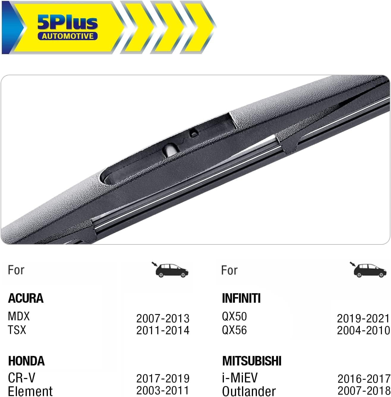 5 PLUS® Reemplazo de la Escobilla del Limpiaparabrisas Trasero de 12 Pulgadas para Honda CRV 2022-2017 Elemento 11-03/Nissan Murano 2024-2009 Armada 23-05 Pathfinder 12-04 Escobilla del Limpiaparabrisas Trasero (12-B) 12" (12-B/H306) - Image 2
