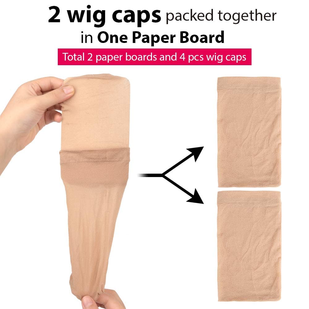 Fandamei 4 pieces Light Brown Stocking Wig Caps Stretchy Nylon Wig Caps for Women A-Nylon Wig Cap - Image 3