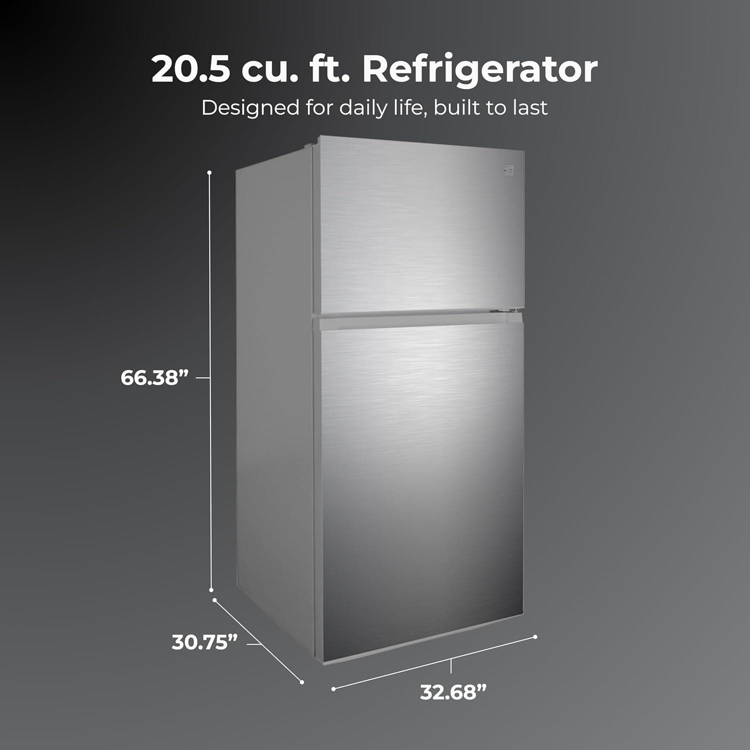 Kenmore 33 in. 20.5 cu. ft. Capacity Refrigerator/Freezer with Full-Width Adjustable Glass Shelving, Humidity Control Crispers, ENERGY STAR Certified, Fingerprint Resistant Stainless Steel 20.5 cu ft Fingerprint Resistant Stainless Steel - Image 3