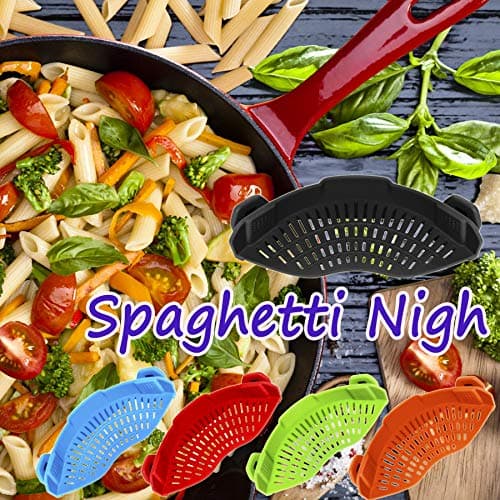 AUOON Clip On Strainer Silicone for All Pots and Pans, Pasta Strainer Clip on Food Strainer for Meat Vegetables Fruit Silicone Kitchen Colander - Image 7