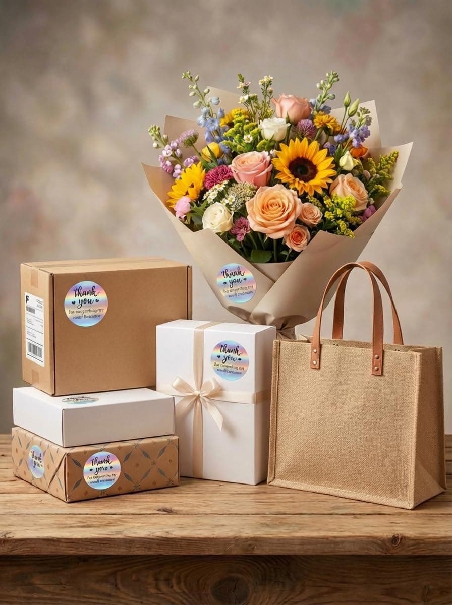 500 PCS Holographic Thank You for Supporting My Small Business Stickers – 1.5 Inch Round Self-Adhesive Waterproof Labels – Eye-Catching Packaging Seals for Orders, Gift Bags, Boxes & Envelopes - Image 6