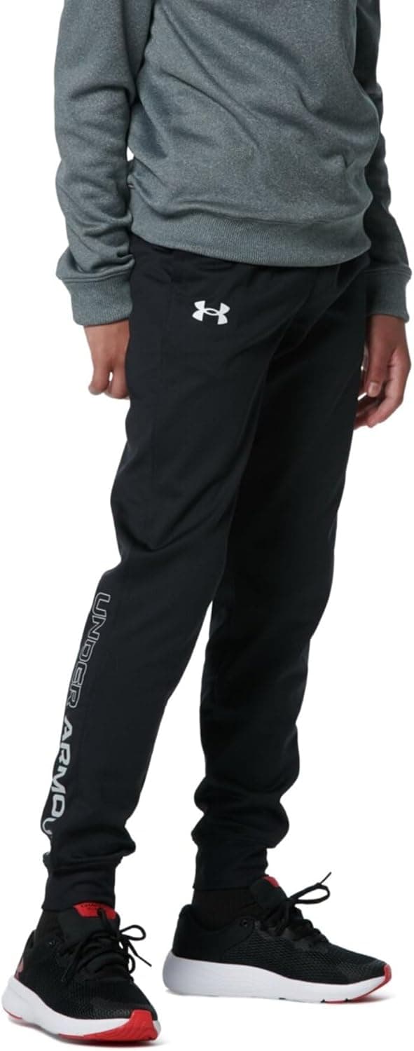 Under Armour Boys' Brawler 2.0 Tapered Pants Standard X-Large Black (001)/White - Image 2