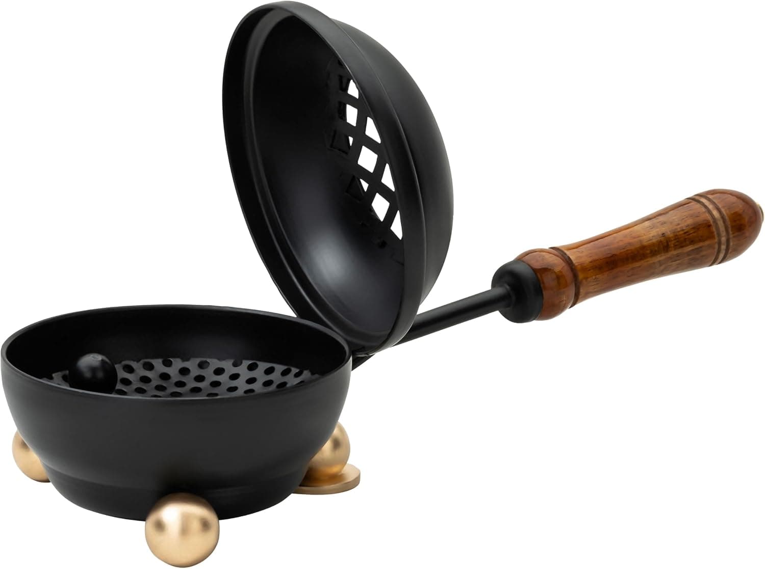 Amazon.com: Premium Handmade Black Iron Incense Burner with Wooden Handle and Lid – Removable Screen, 3.15 Inch Diameter, 8.66 Inch Length : Home & Kitchen