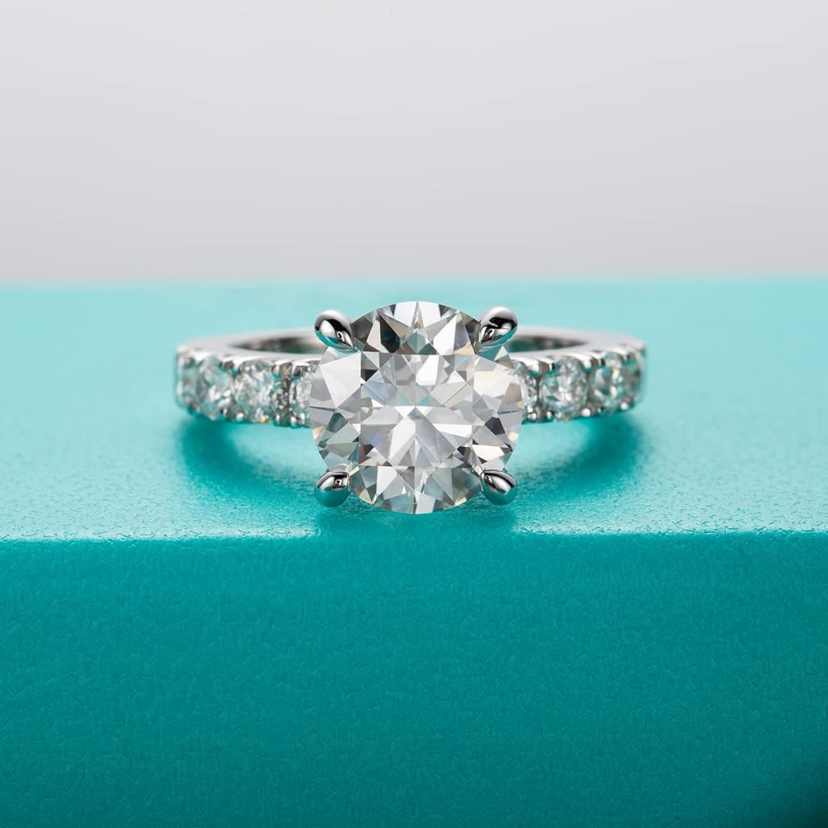 AnuClub Moissanite Engagement Ring, Total 4.3cttw D Color Round/Oval/Asscher Cut, 925 Sterling Silver Promise Anniversary Rings for Women, Elegant Gift Packed White Gold 7 - Image 4