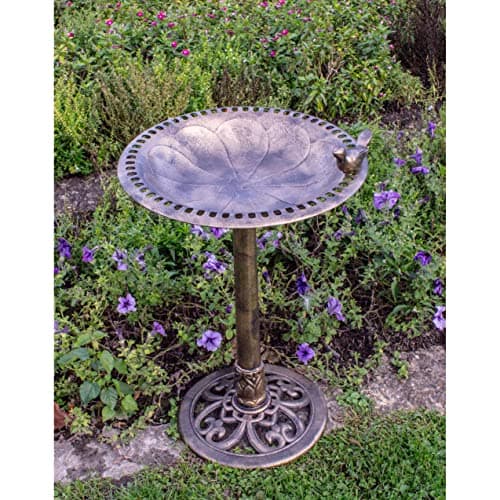 BACKYARD EXPRESSIONS PATIO · HOME · GARDEN 912449-WB Outdoor Garden Bird Bath- Bronze- Weather Resistant Polyresin-30 Inch-Backyard Expressions - Image 2
