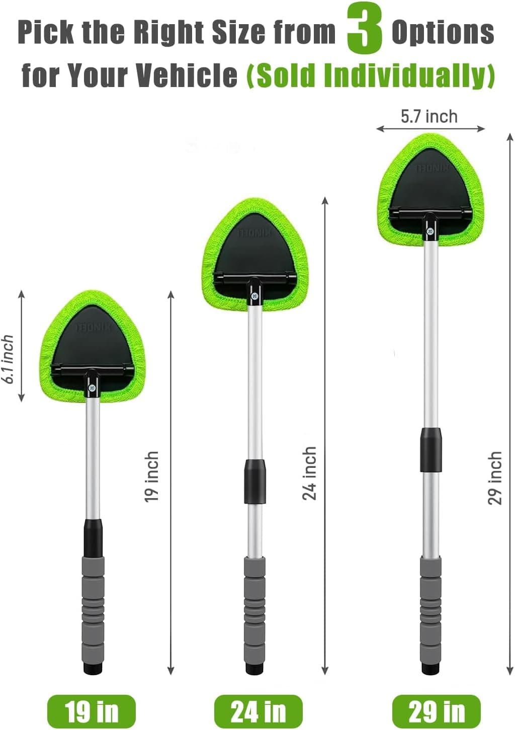 XINDELL Herramienta Limpiadora de Parabrisas – Kit de Limpieza de Ventanas para el Interior del Auto con Mango Extensible y 4 Paños de Microfibra, Cepillo para Limpiar el Parabrisas Interior del Auto y Ventanas del Hogar 19in - Image 5