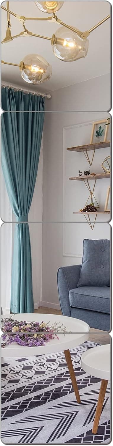 Wall Mirror Full Length, on Door Mirrors, Cheap Mirror Acrylic, shatterproof Gym Mirrors for Home Gym, 8"X8"-4 Pcs, Workout Non Glass Mirrors for Bedroom, Over Door Mirror Kids 8"X8"X0.08", 4 Pcs - Image 2