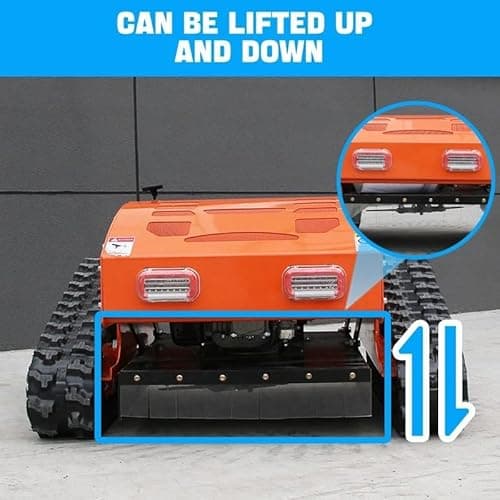 DigSwift 300lbs Remote Control Lawn Mower with 9Hp Four Stroke Gasoline Engine, Manganese Steel Blade, Adjustable Cutting Height and Speed, All Terrain Grass Cutter Yard Mower Remote Control (Orange) - Image 7