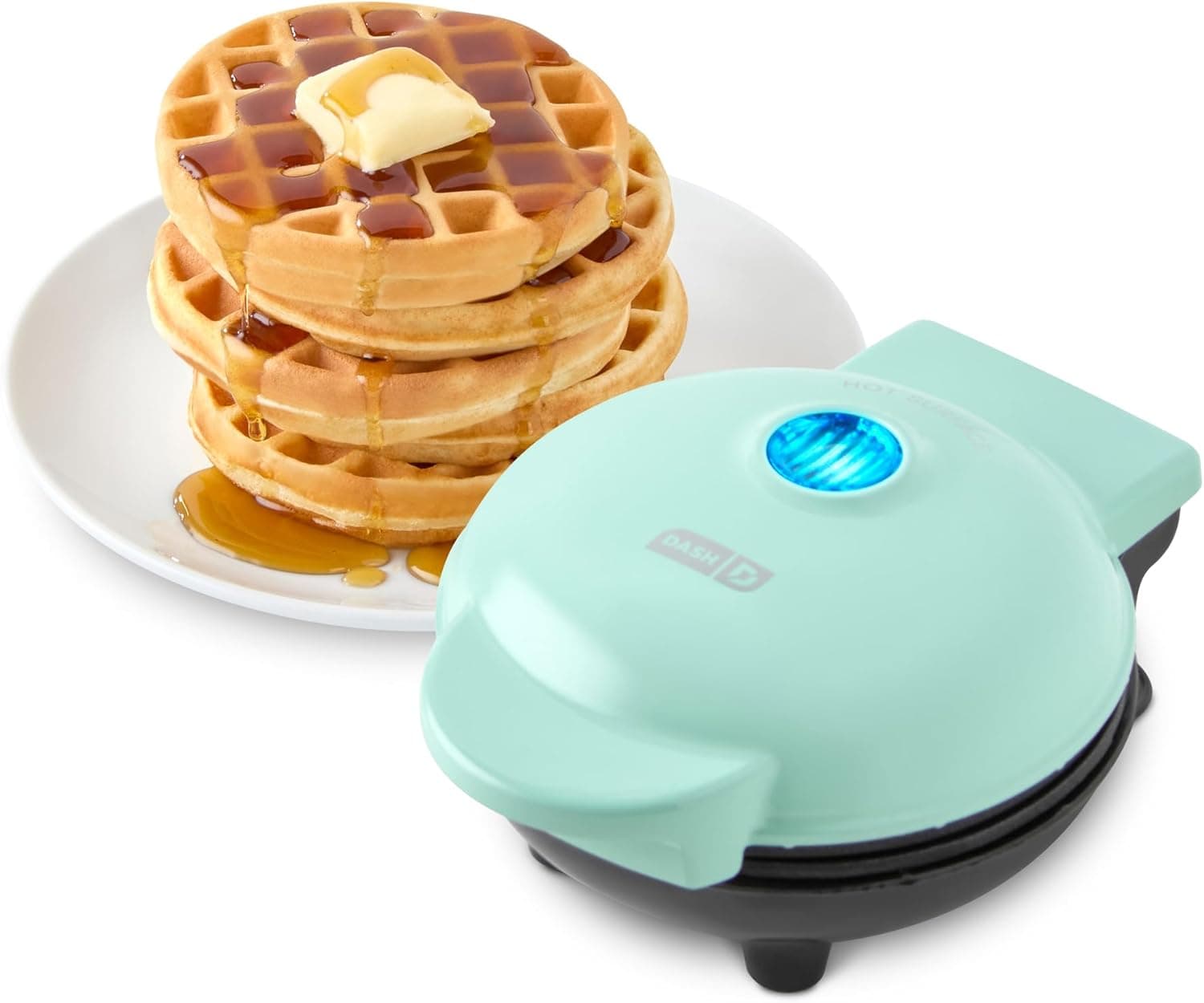 DASH Mini Waffle Maker - 4” Waffle Mold, Nonstick Waffle Iron with Quick Heat-Up, PTFE Nonstick Surface - Perfect Mini Waffle Maker for Kids and Families, Just Add Batter (Aqua) - Image 2