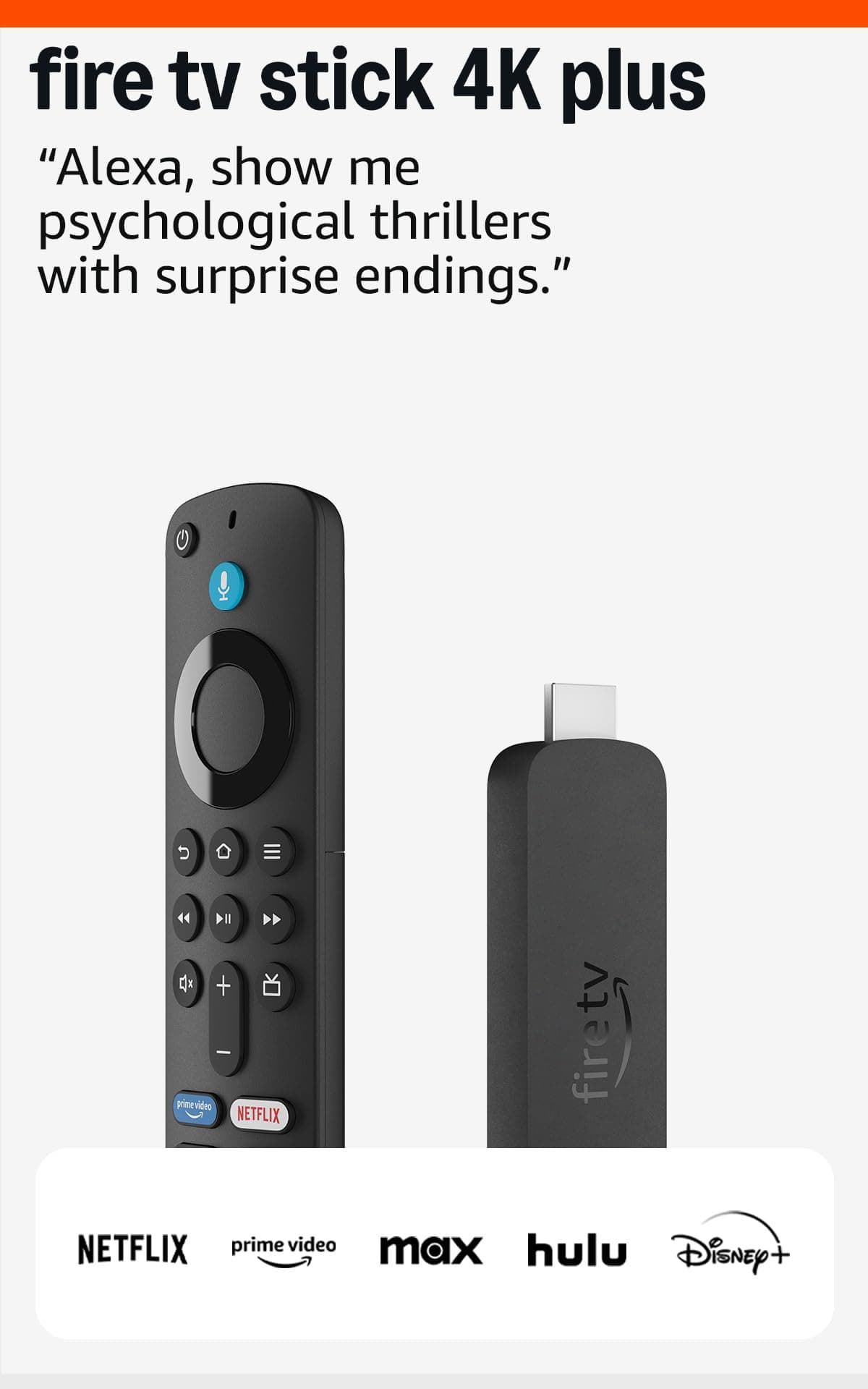 Amazon Fire TV Stick 4K Plus (modelo más reciente) con búsqueda de Fire TV impulsada por IA, Wi-Fi 6, transmite más de 1.8 millones de películas y programas, TV gratuita y en vivo