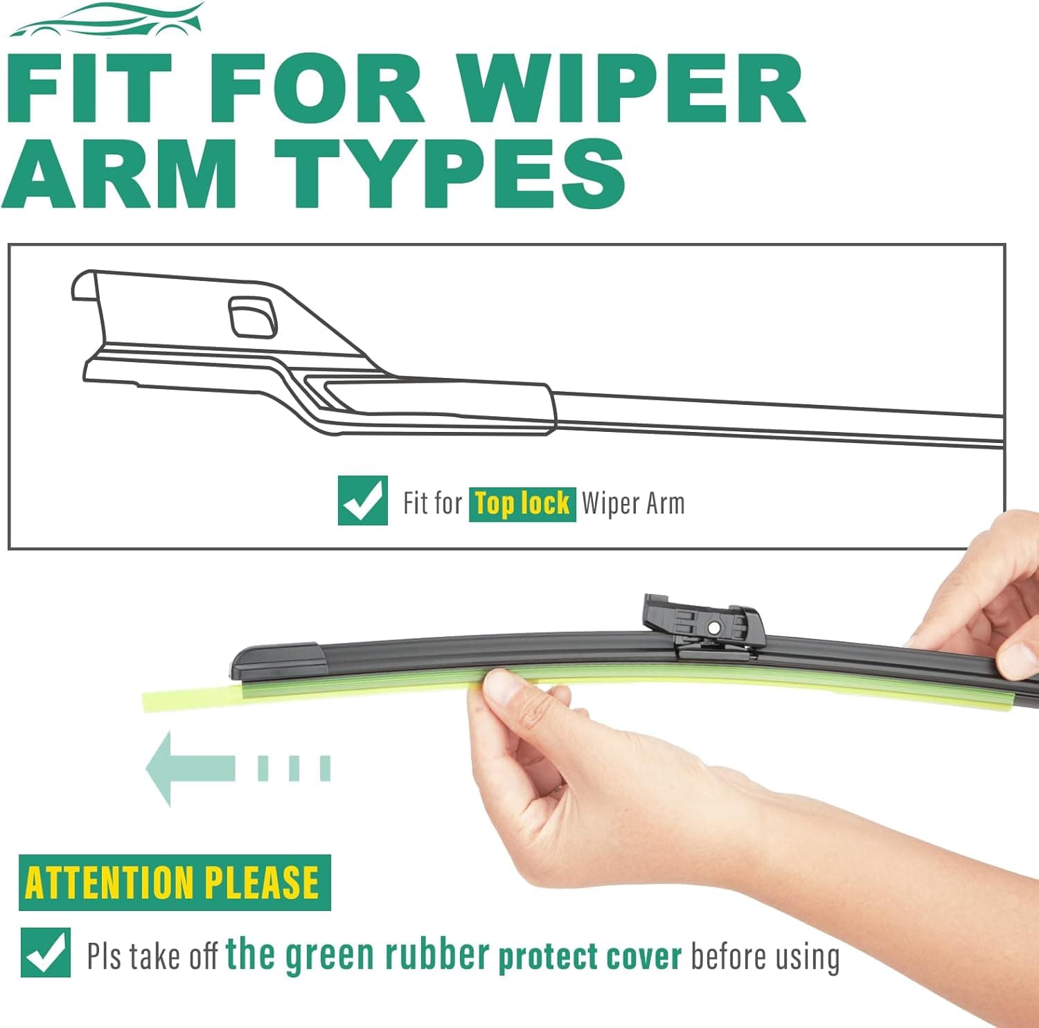 26" 19" Windshield Wiper Blades Replacement for Tesla Model Y 2020-2023 Model 3 2017-2023 Premium All Weather Wiper Blade -OEM Quality(2 of Set) 26"+19" A Top Lock - Image 9