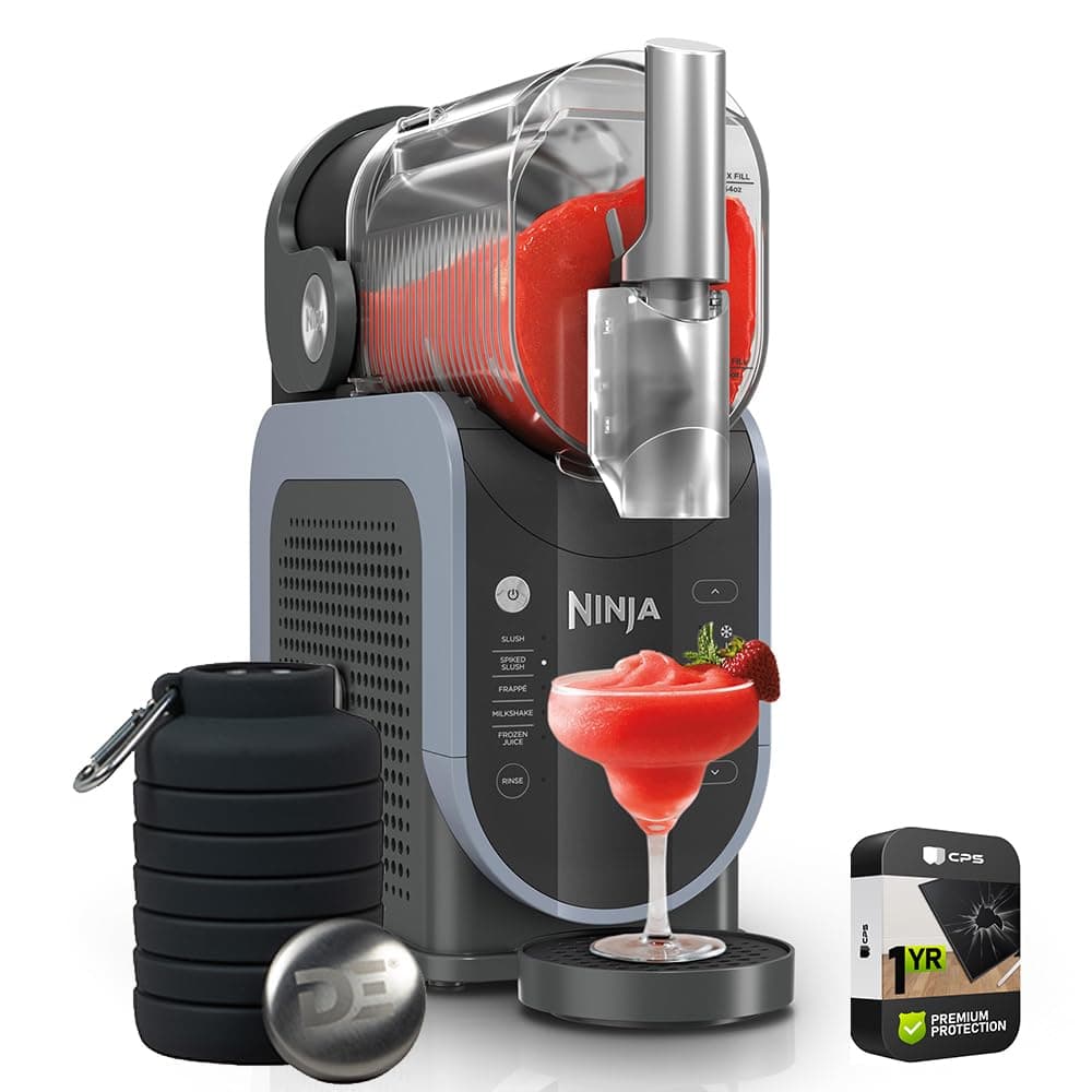 Ninja FS301 SLUSHi 88 oz. Frozen Drink & Slushie Machine (Renewed) Bundle with Deco Essentials Collapsable Water Bottle BPA Free 24oz Gray/Stainless and 1 YR CPS Enhanced Protection Pack - Image 2