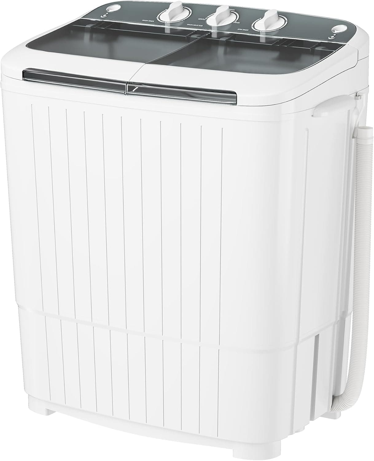INTERGREAT Portable Washing Machine with Longer Hose, Twin Tub Washer Mini Compact Laundry Machine with Drain Pump, 16lbs Portable Washer Dryer Combo for Dorms, Apartments, Grey Grey 16lbs - Image 2