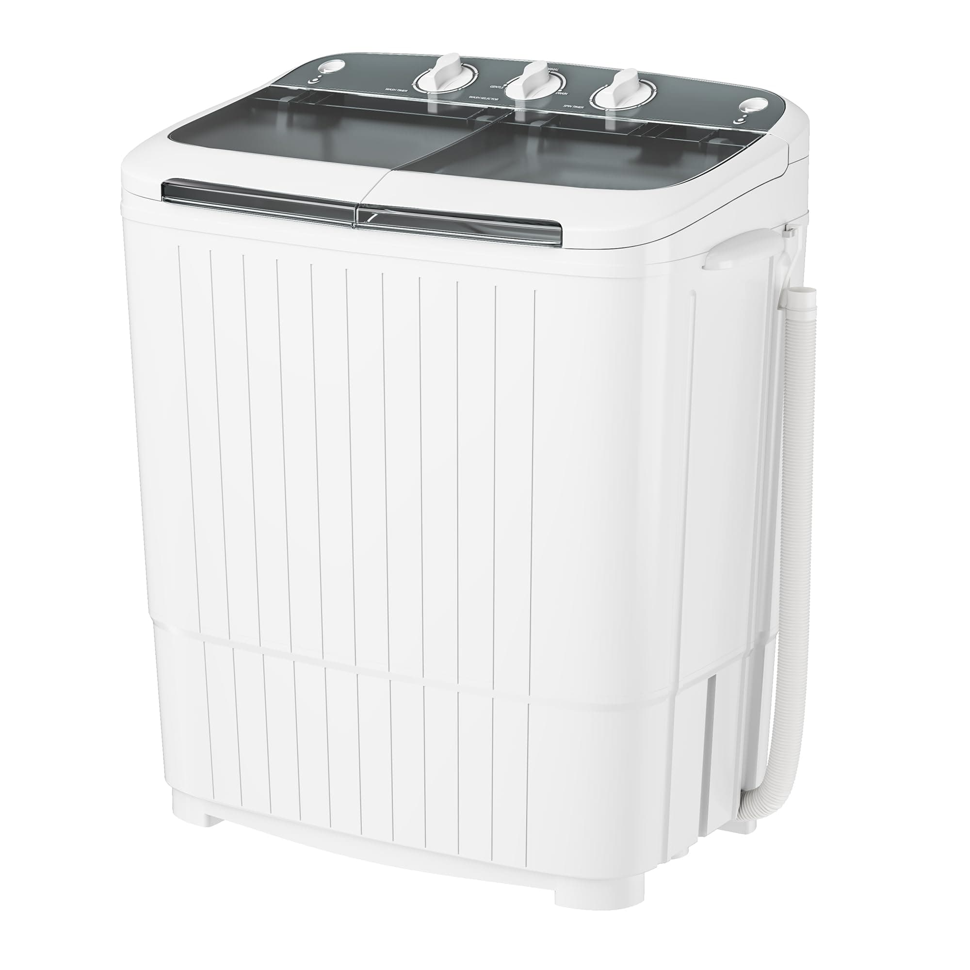 INTERGREAT Portable Washing Machine with Longer Hose, Twin Tub Washer Mini Compact Laundry Machine with Drain Pump, 16lbs Portable Washer Dryer Combo for Dorms, Apartments, Grey Grey 16lbs