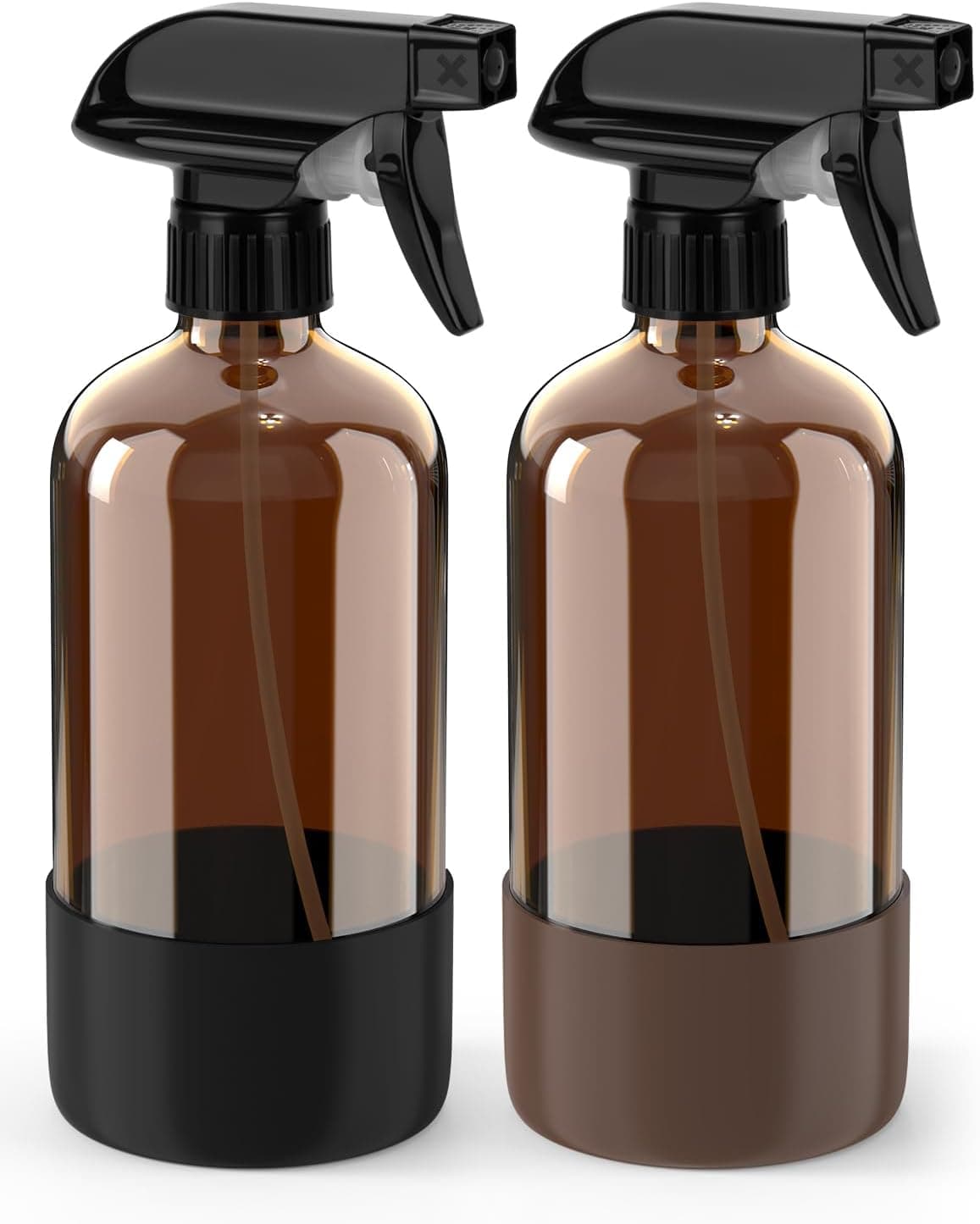 Amazon.com: Bontip Glass Spray Bottle with Silicone Sleeve Protection, Amber Glass Spray Bottle Set for Window Cleaner Aromatherapy Facial Hydration Watering Flowers Hair Care 2 Pack/16 oz (Black & Brown) : Beauty & Personal Care