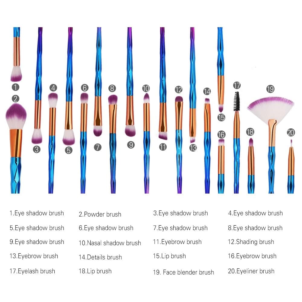 KOLIGHT Pack of 20pcs Cosmetic Eye Shadow Sponge Eyeliner Eyebrow Lip Nose Foundation Powder Makeup Brushes Sets (purple) - Image 5