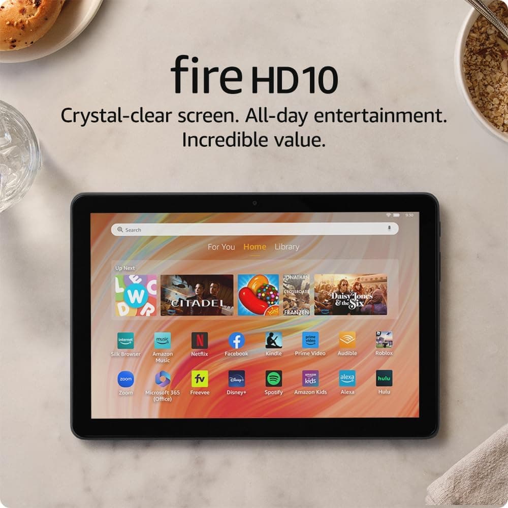 Amazon Fire HD 10 tablet (newest model) built for relaxation, 10.1" vibrant Full HD screen, octa-core processor, 3 GB RAM, 64 GB, Black 64 GB With Lockscreen Ads Black Amazon Fire HD 10 - Image 2