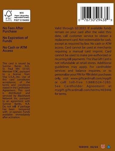 Visa $25 Gift Card (plus $3.95 Purchase Fee) - Image 2