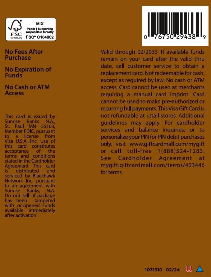 Visa $25 Gift Card (plus $3.95 Purchase Fee) - Image 3