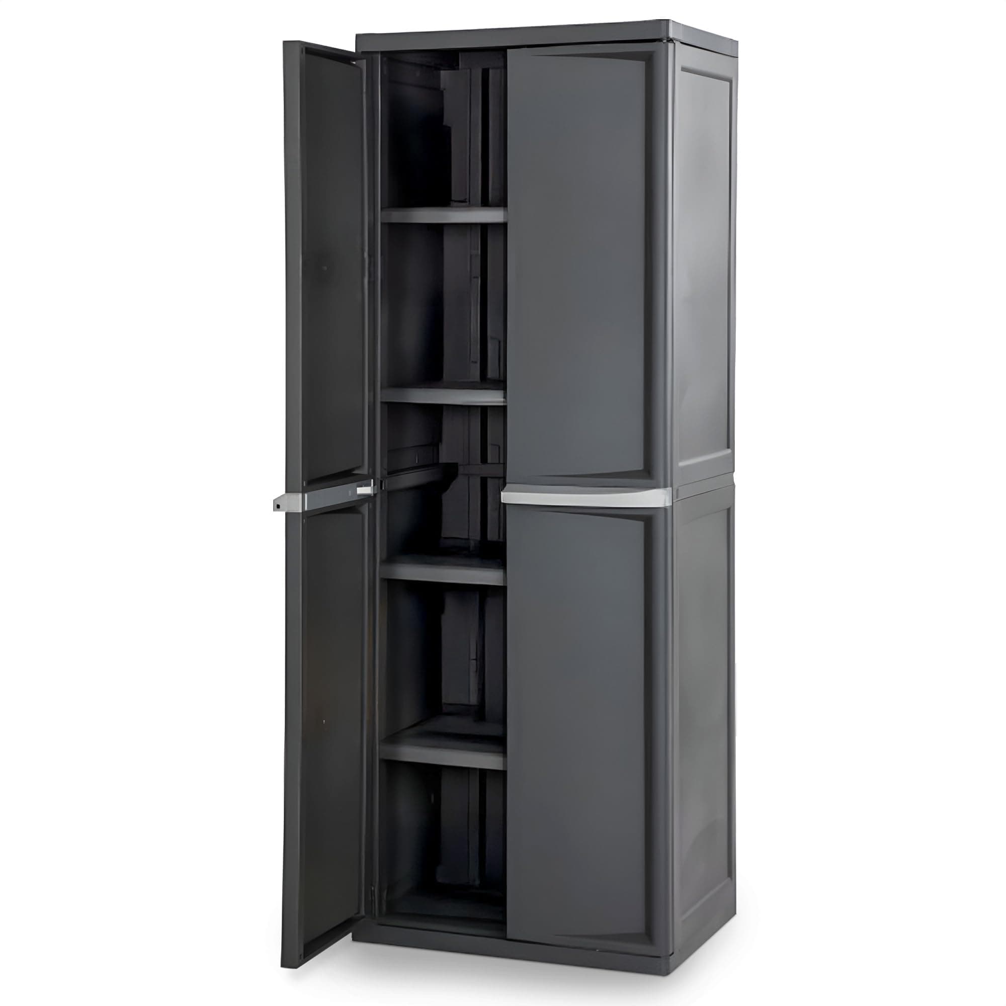 Sterilite 4 Shelf Cabinet, Lockable Utility Storage w/ Adjustable Shelves, Gray - Plastic Shelving Unit for Organizing Garage, Pantry, Basement, Laundry Room or Mudroom One Size 1 Pack