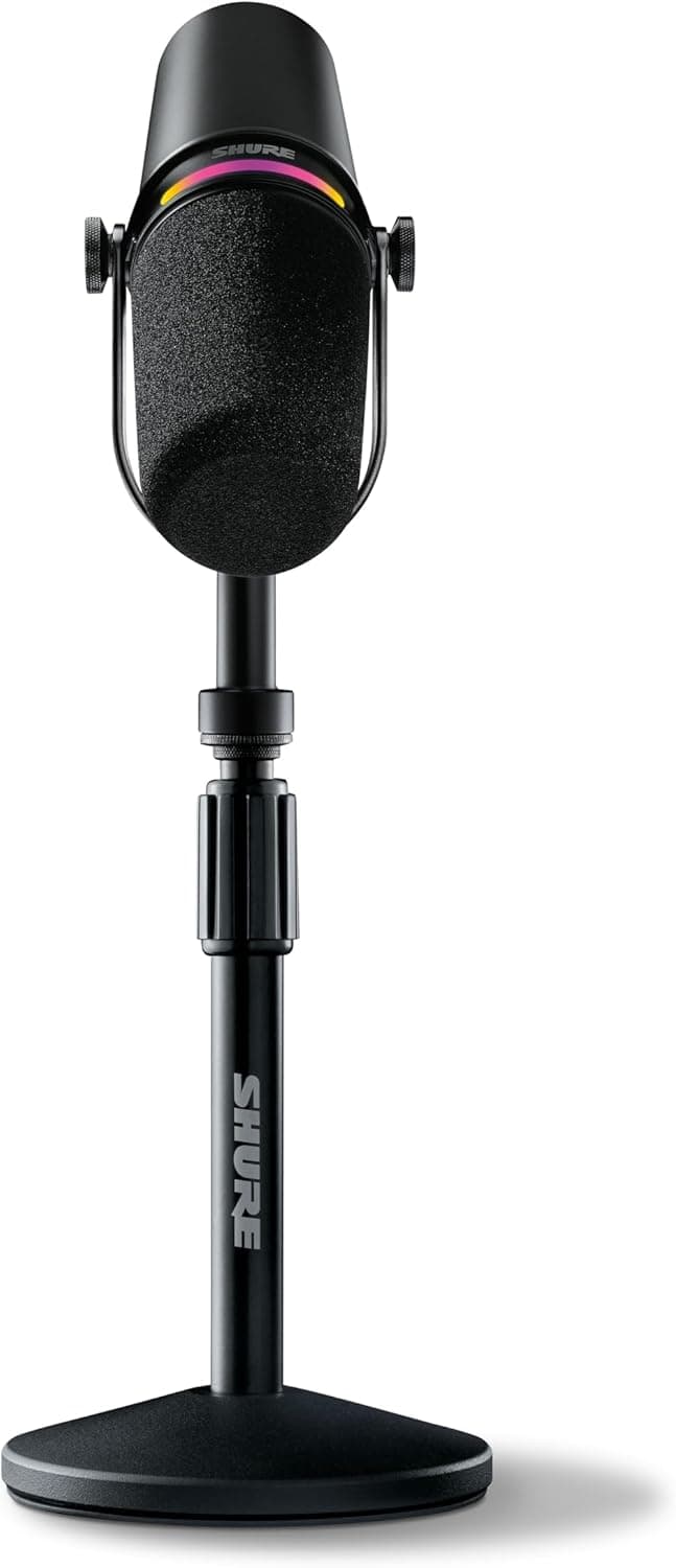 Shure MV7+ Podcast Dynamic Microphone with Stand – OBS Certified, Enhanced Audio, LED Panel, USB-C & XLR Outputs, Auto Level Mode, Digital Pop Filter – for Podcasting, Streaming, and Recording, Black Tripod - Image 10