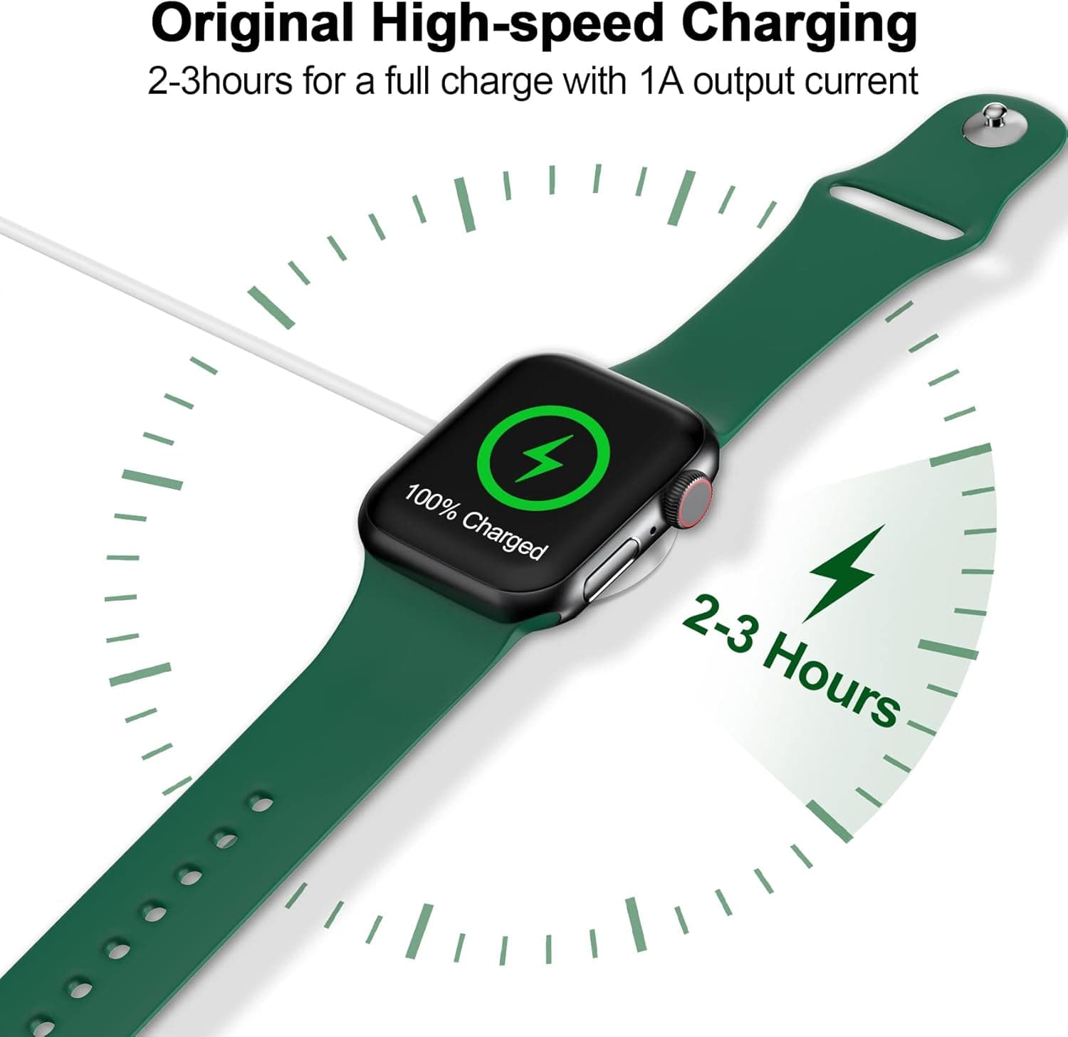𝟐𝟎𝟐𝟔 𝐔𝐩𝐠𝐫𝐚𝐝𝐞𝐝 for Apple Watch Charger Magnetic Fast Charging Cable [Portable] Magnetic Wireless Charging Compatible with iWatch Series Ultra/SE/11/10/9/8/7/6/5/4/-[3.3FT] White 1.0M White - Image 3