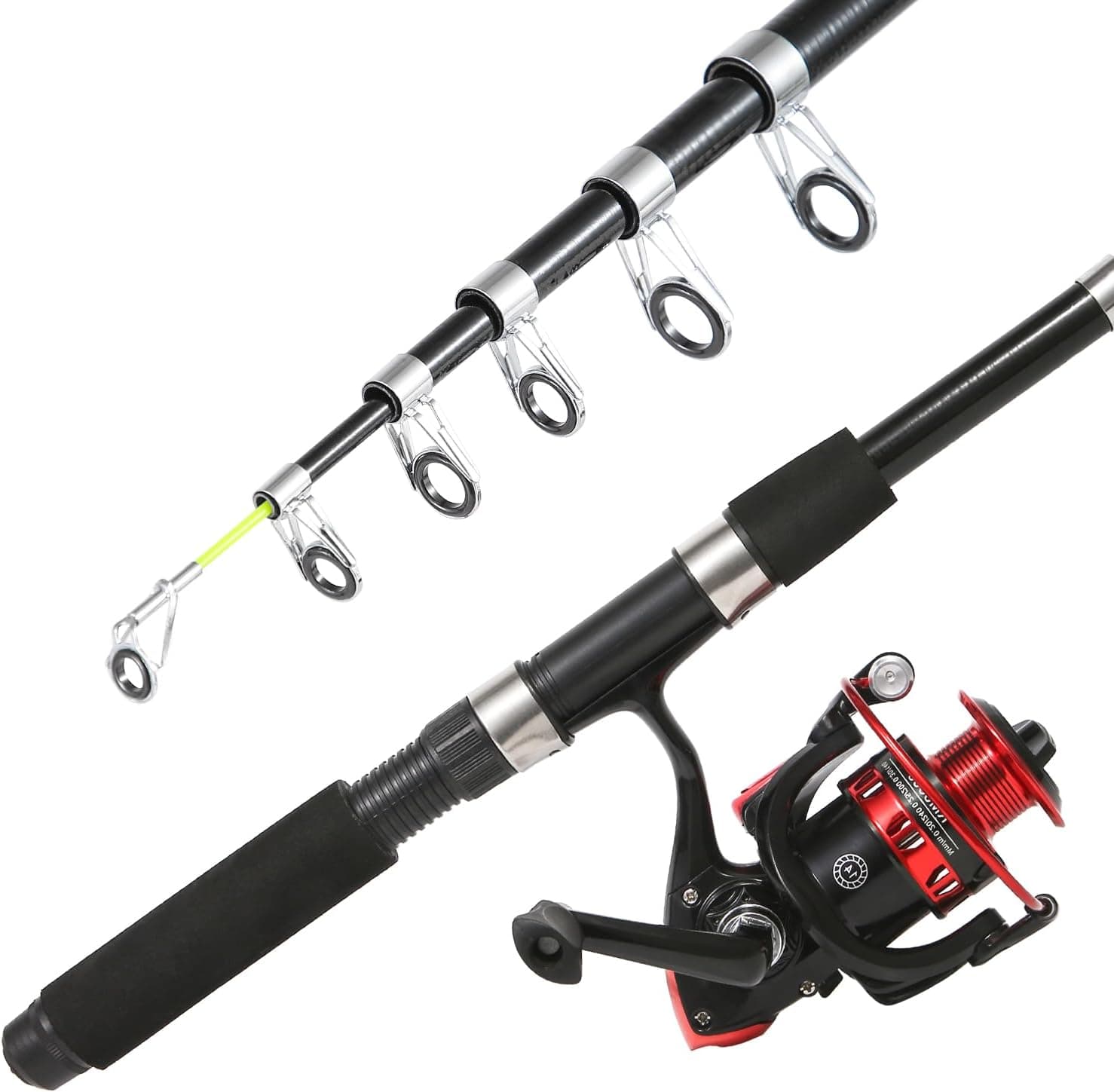 Fishing Rod, 6.9ft 2Pcs Telescopic Fishing Rods Set, Carbon Fiber Fishing Pole, 2PCS Spinning Rod and Reel Combo with Carrier Bag Freshwater Fishing Rod and Reel Combos Kits Fishing Gear 2PCS Fishing Combo - Image 4