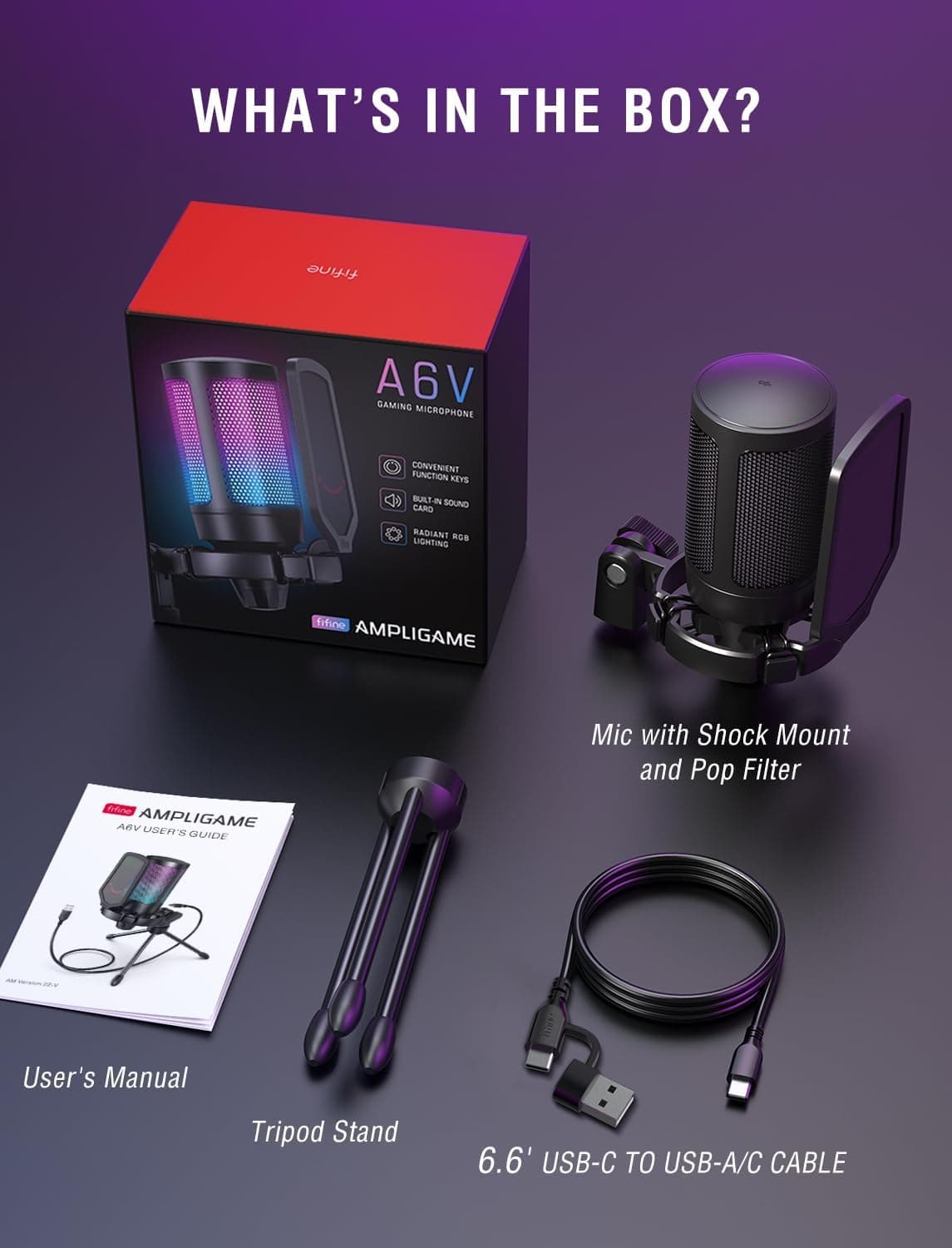 Micrófono USB para Gaming FIFINE para PC PS5, Micrófono de Condensador con Silencio Rápido, Indicador RGB, Soporte de Trípode, Filtro Antipop, Montaje de Choque, Control de Ganancia para Streaming Discord Twitch Podcasts Videos - AmpliGame Negro - Image 9