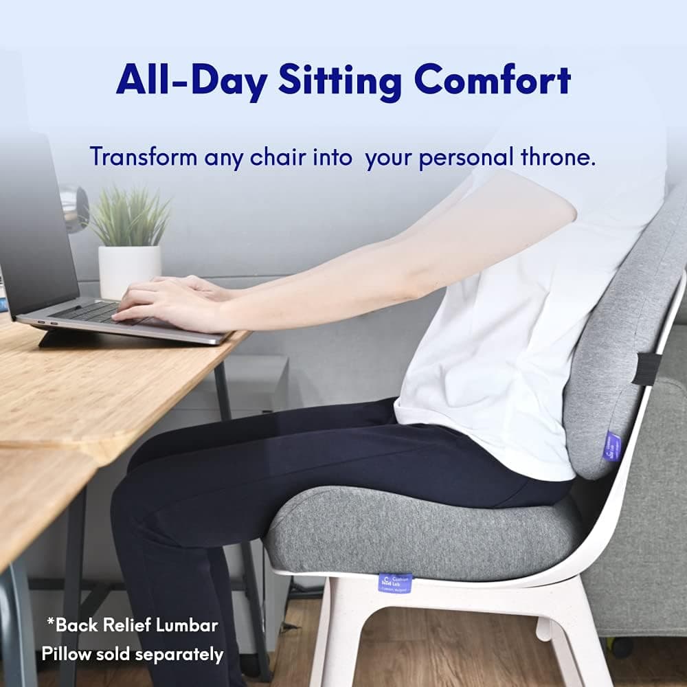 Cojín de Alivio de Presión Patentado Cushion Lab para Largas Horas de Asiento en Sillas de Oficina y Hogar - Espuma Viscoelástica Extra Densa para Soporte Suave. Almohadilla para Cadera, Cóccix, Ciática - Negro - Image 2