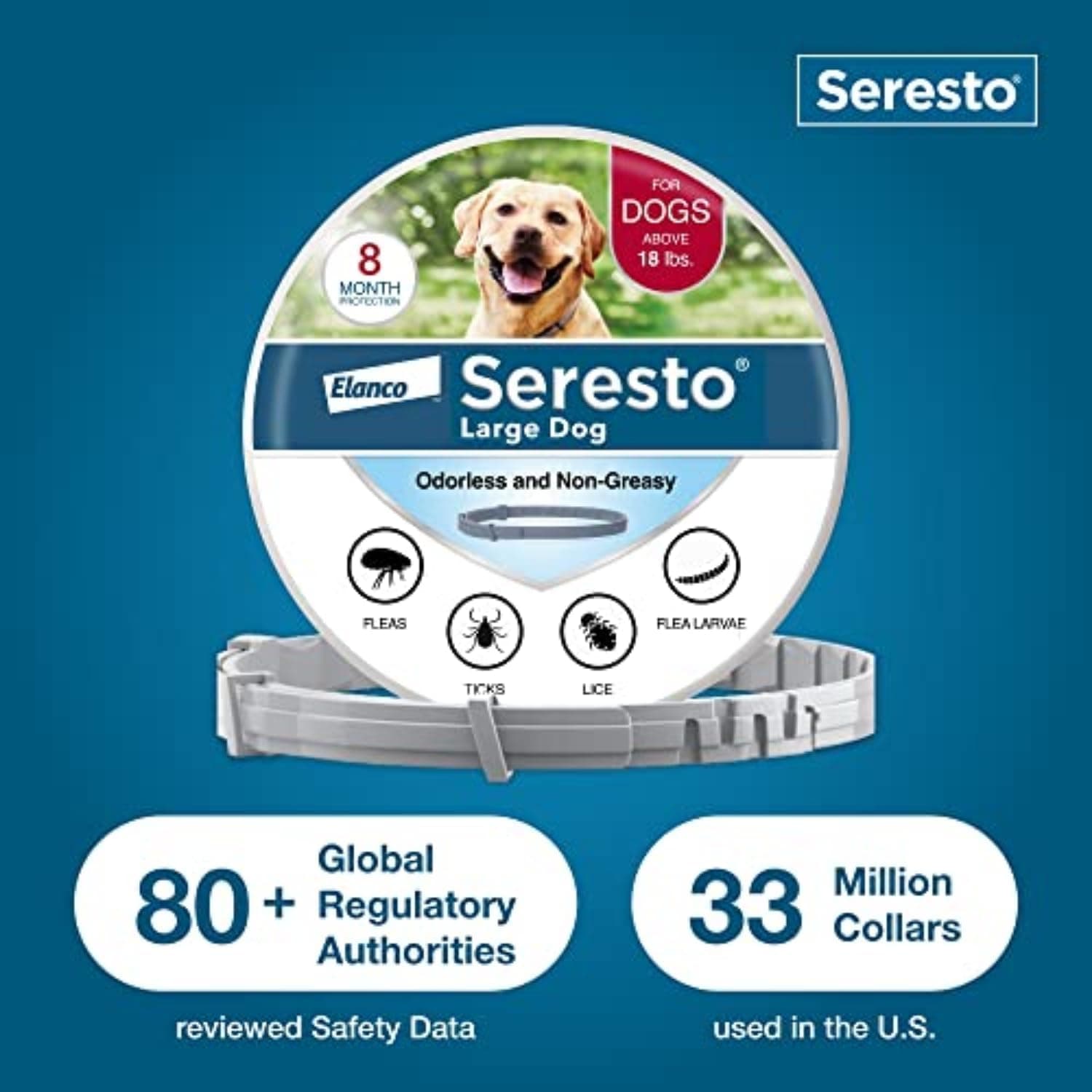 Seresto Large Dog Vet-Recommended Flea & Tick Treatment & Prevention Collar for Dogs Over 18 lbs. | 8 Months Protection 1 Pack - Image 8