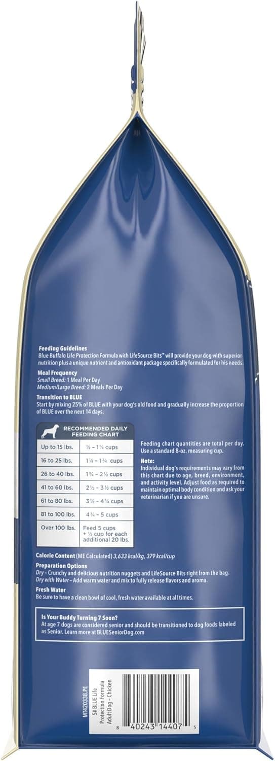 Blue Buffalo Life Protection Formula Adult Dry Dog Food, Helps Build and Maintain Strong Muscles, Made with Natural Ingredients, Chicken & Brown Rice Recipe, 5-lb. Bag Chicken & Brown Rice 5 Pound (Pack of 1) - Image 5